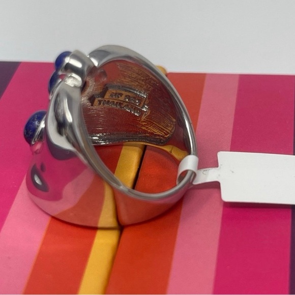 Sterling Silver Bubble Design Blue Gemstone Lapis Ring Size 6 NIB - Picture 6 of 6